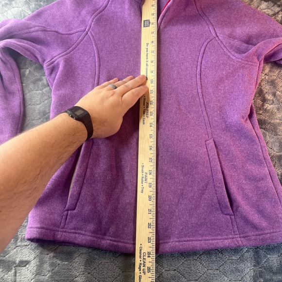 Lands End Purple Sweater Fleece Full Zip Jacket Mock Neck Womens Medium 10-12 - Picture 6 of 7